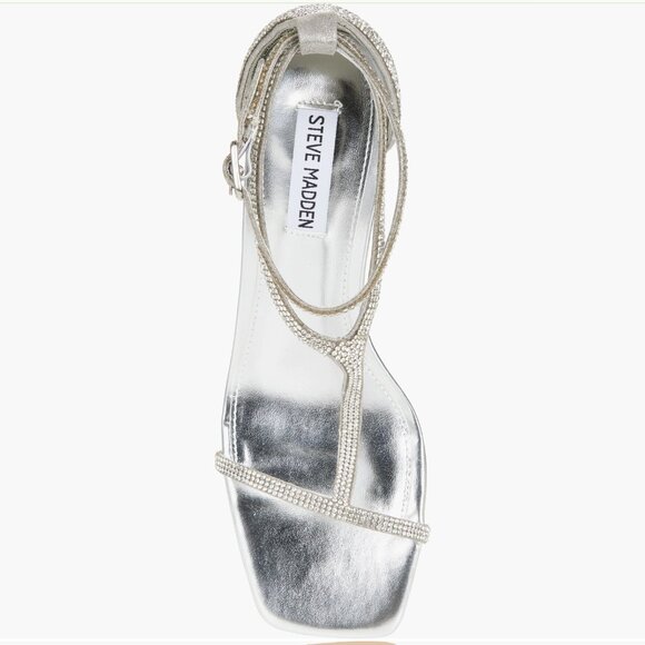 NEW Steve Madden Mayzie T-Strap Sandal (Women) 9.5M, SILVER - Picture 5 of 6